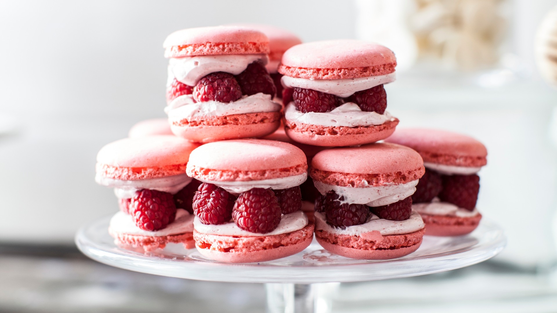 Macaroon with raspberry in the center